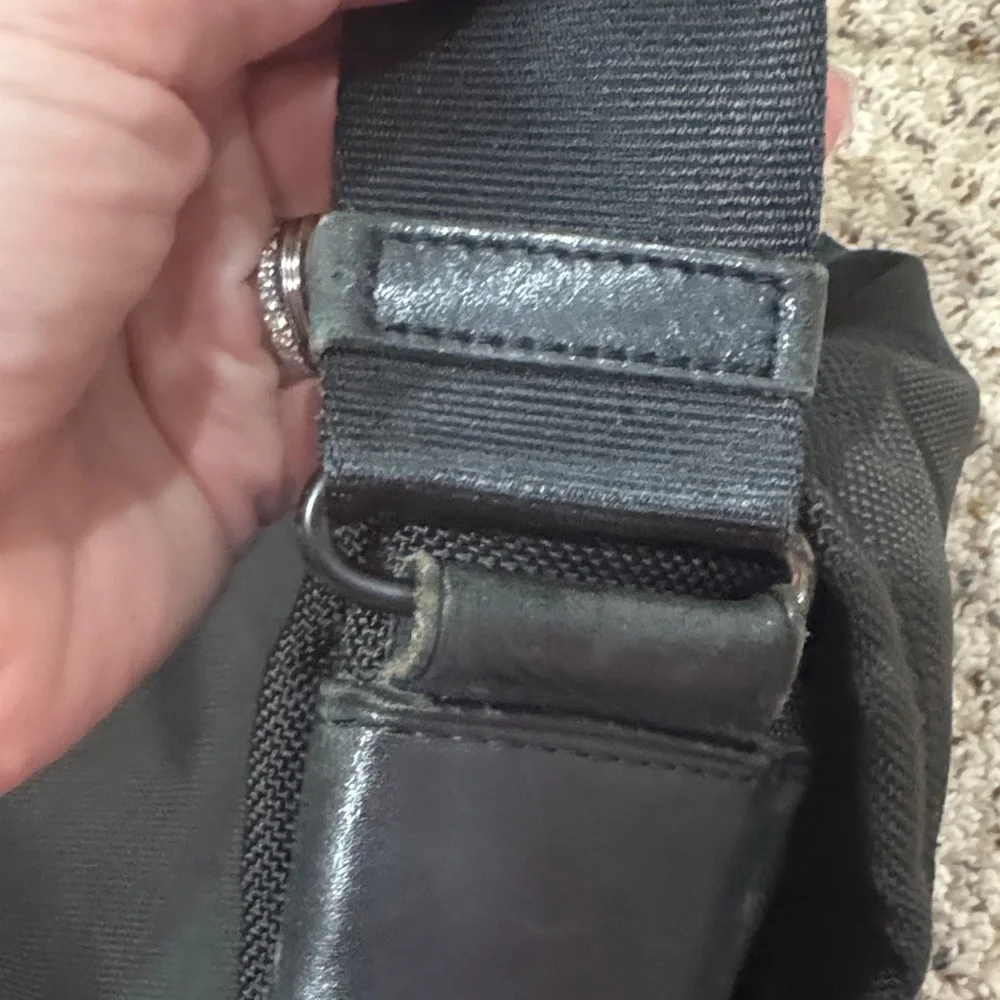 Tumi Black Men's Messenger Bag with Leather Trim